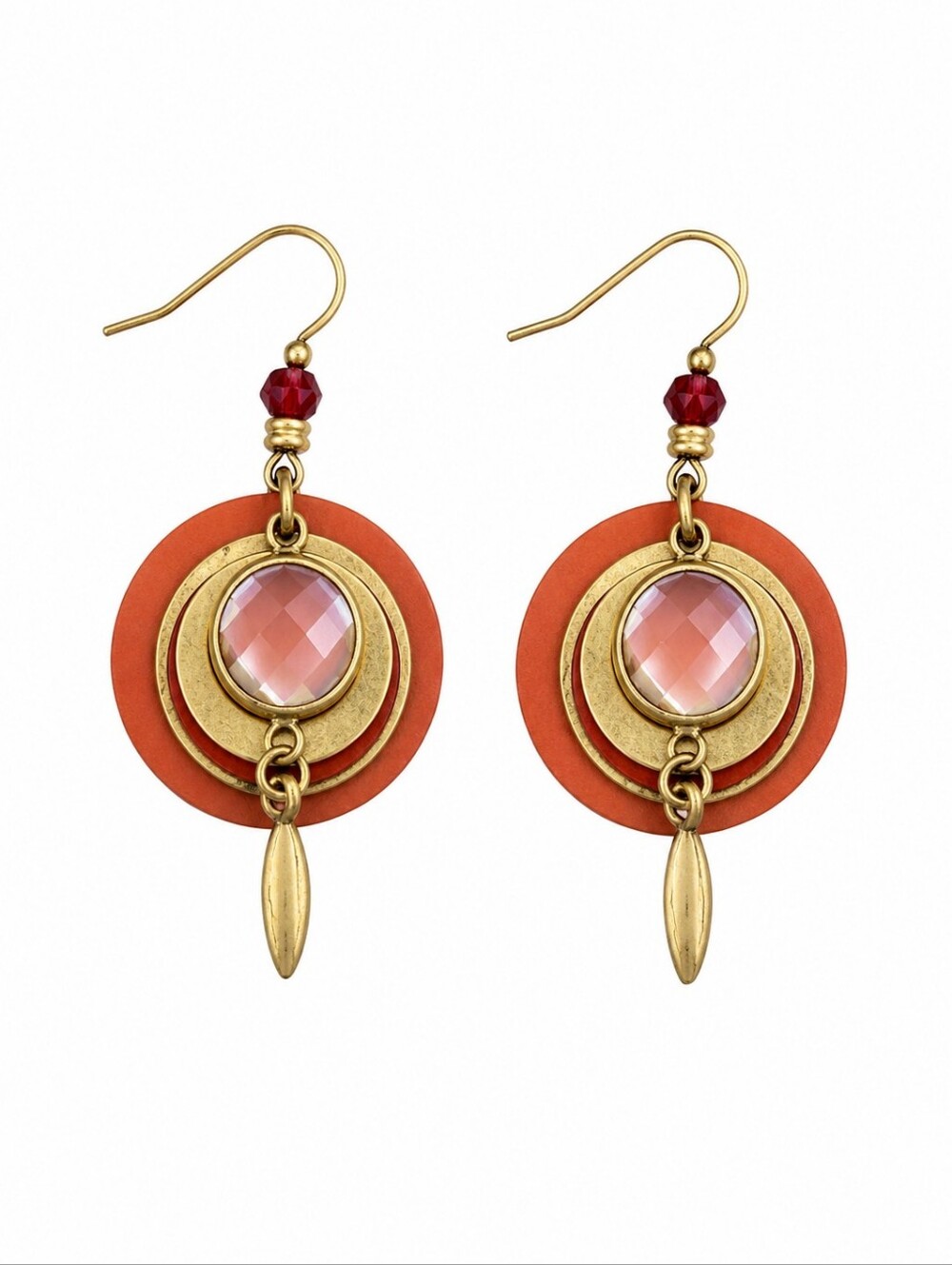 SILVER FOREST Layered Circles Prism Nebula Dangle Hook Earrings